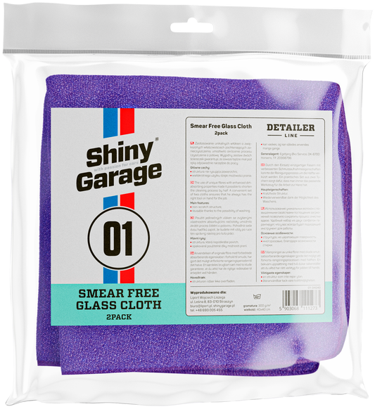 Shiny Garage Smear Free Glass Cloth 2pack 40x40cm